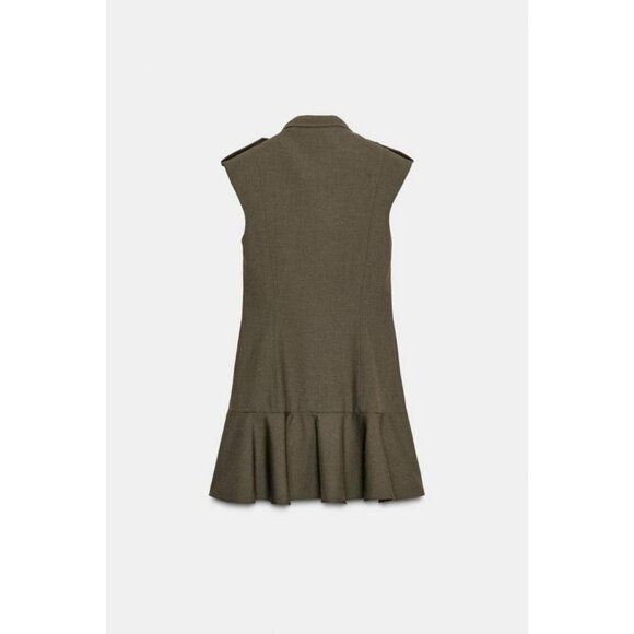 ZARA SHORT DRESS WITH SHOULDER PADS AND RUFFLES - Picture 8 of 9